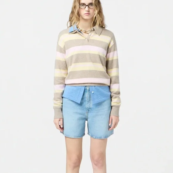 Guest in Residence COLLEGIATE STRIPE POLO in Taupe Combo - Picture 2 of 5